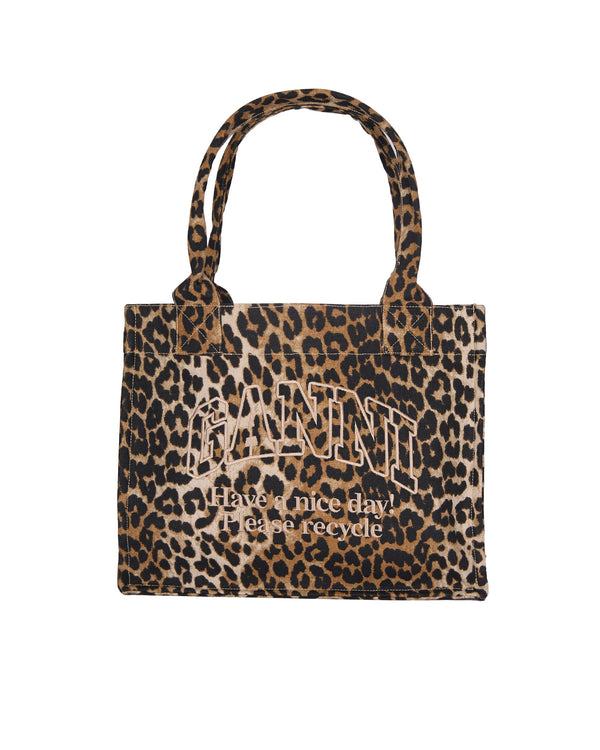 Tote Bag Leopard Print Brown Recycled Cotton