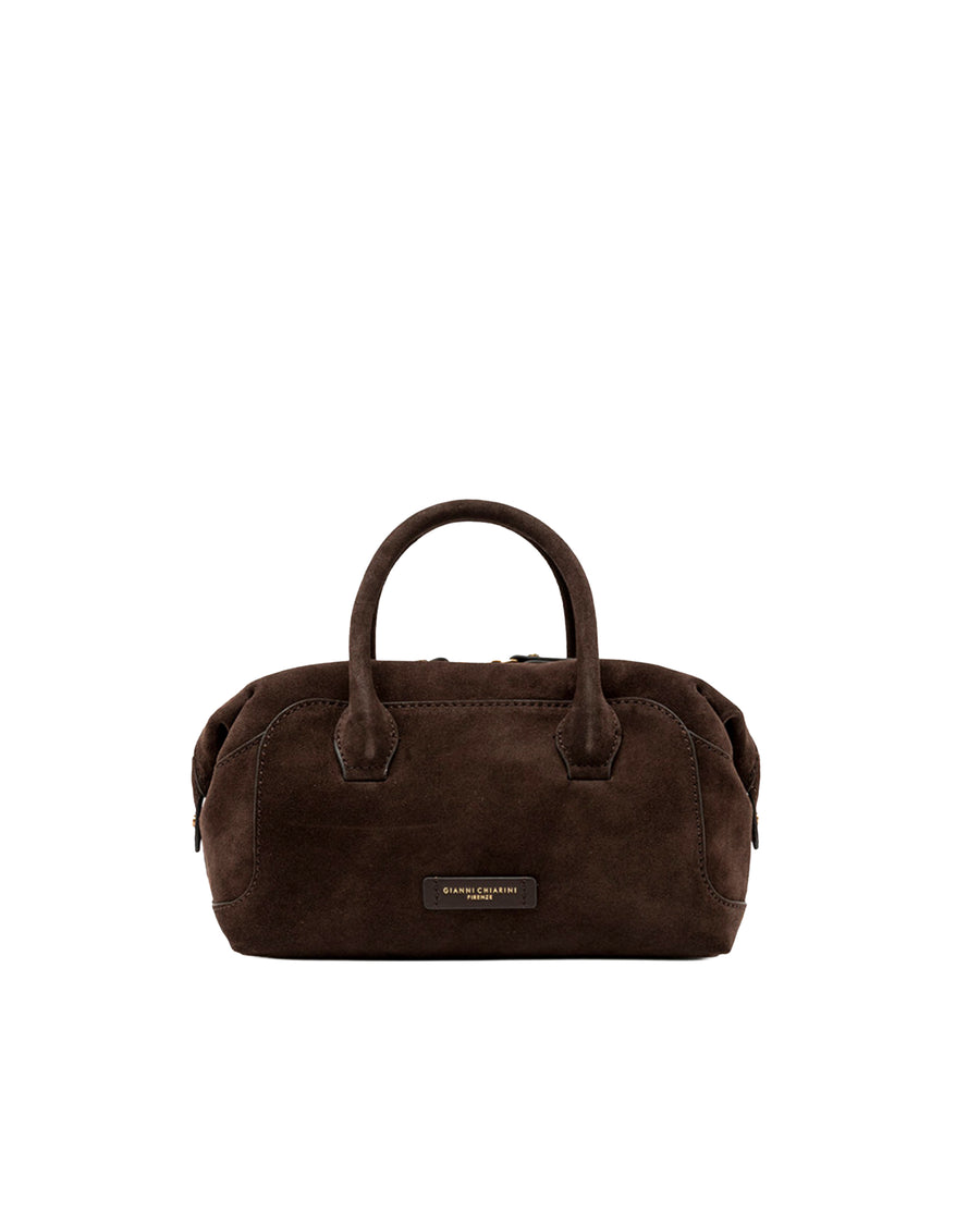 Handbag Gemma Suede Mocha Cow Leather Handbags