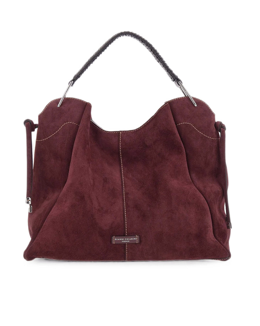 Handbag Era Amarone Burgundy Suede Cow Leather Handbags