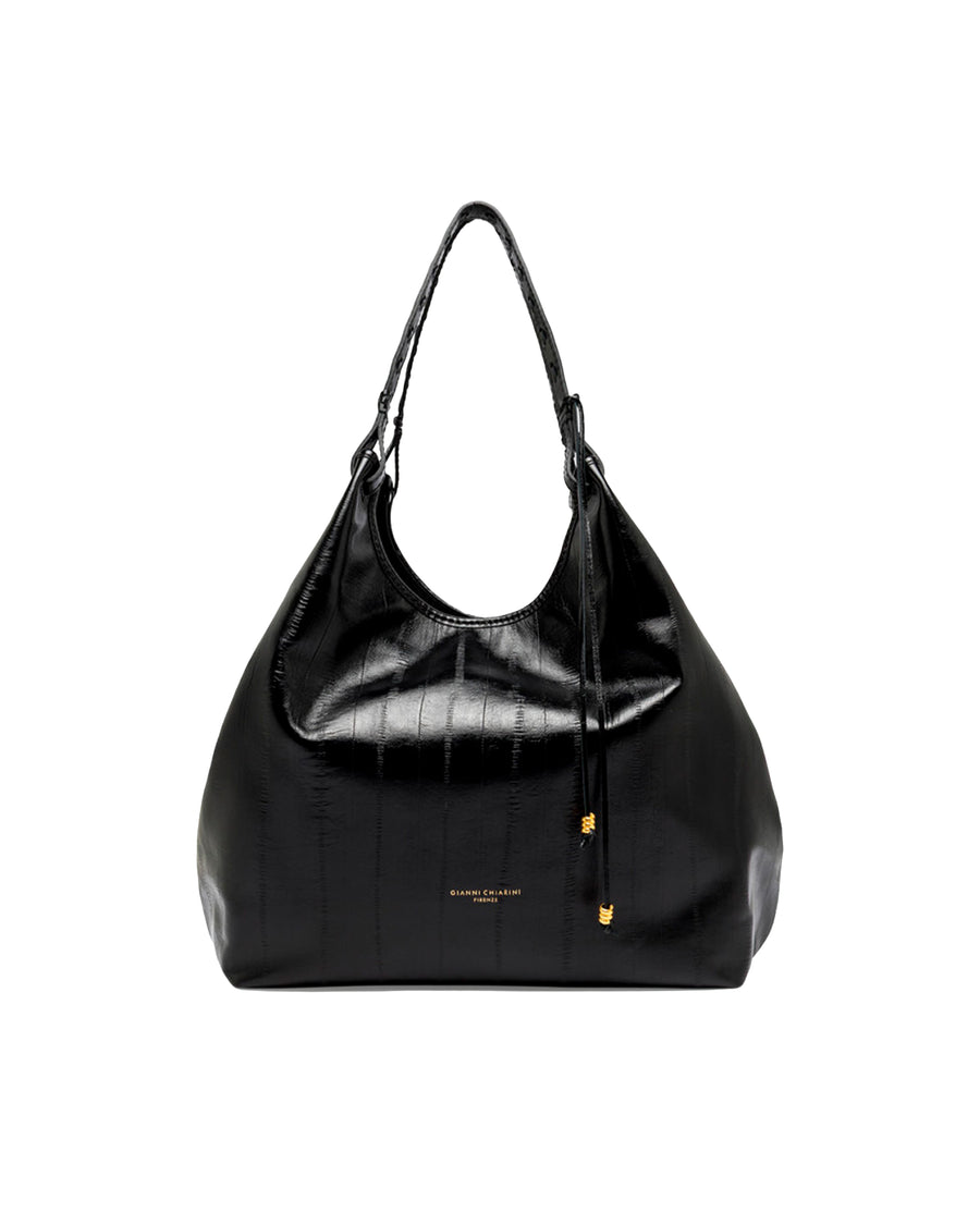 Leather Shoulder Bag Dua Black Cow