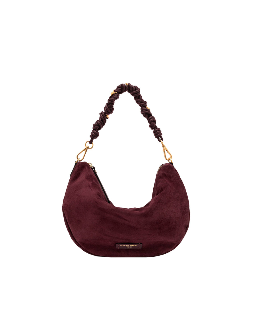 Hobo Bag Cleo Suede Burgundy Handbags