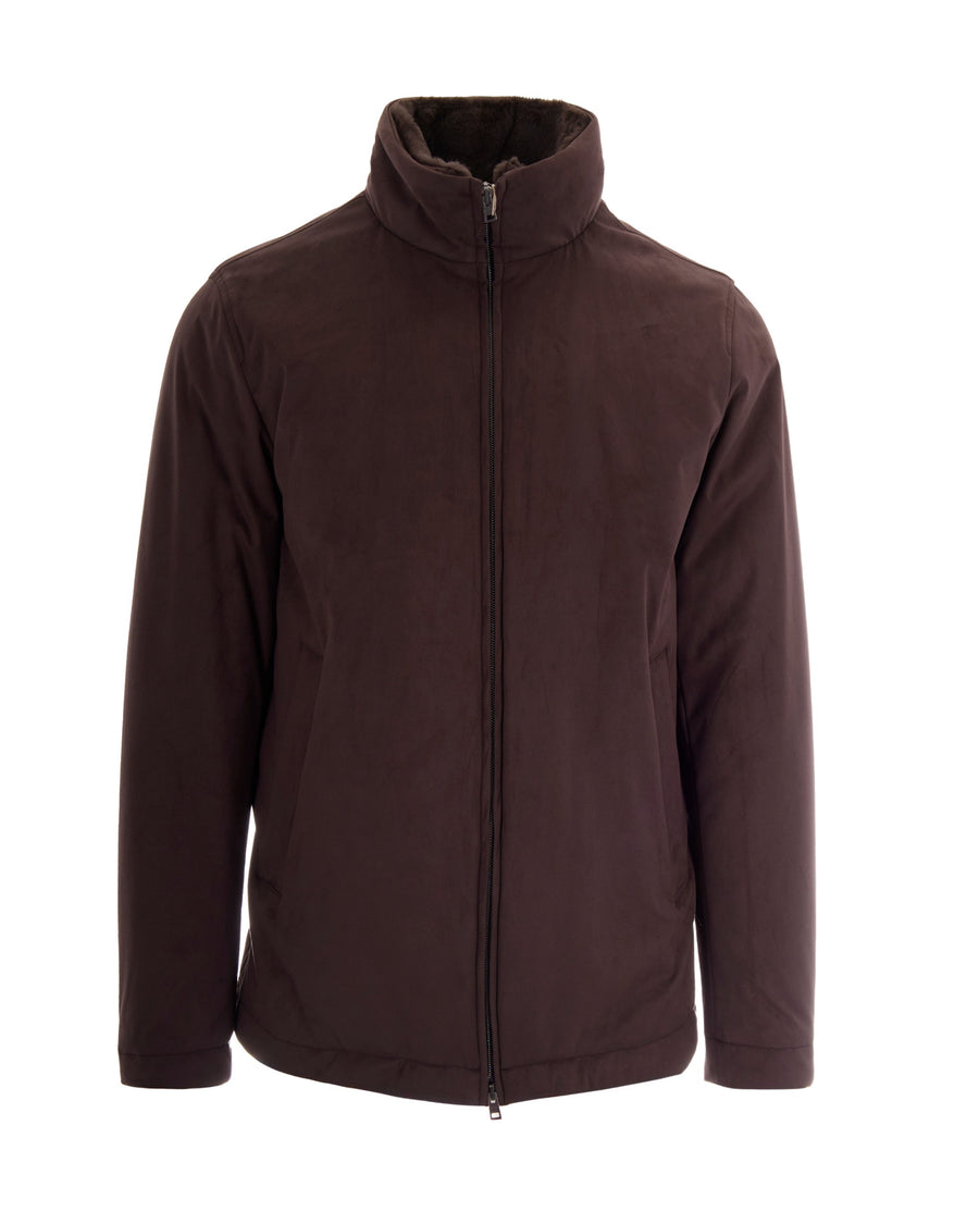 Jacket Giuggino Zip Dark Brown Suede Main Fabric: Polyester