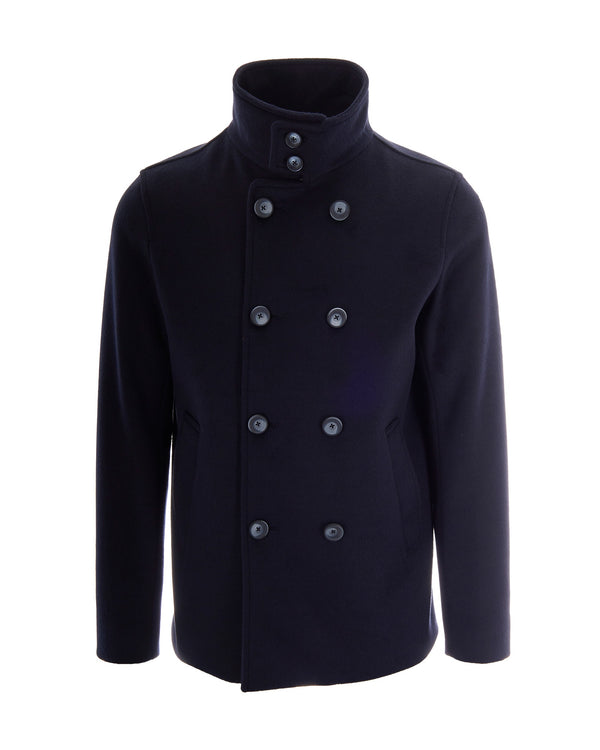 Double-Breasted Coat Navy Blue Main Fabric: Polyester