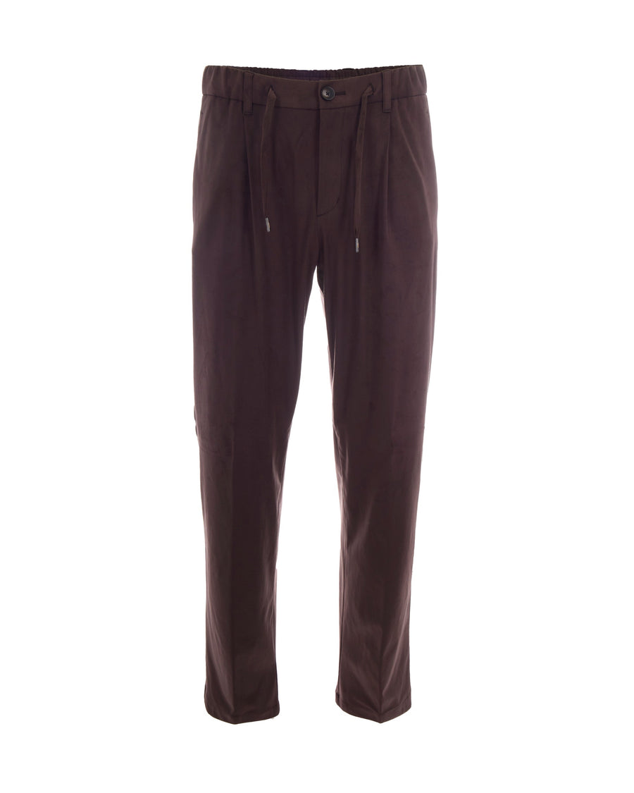 Pleated Trousers Dark Brown Main Fabric: Polyester