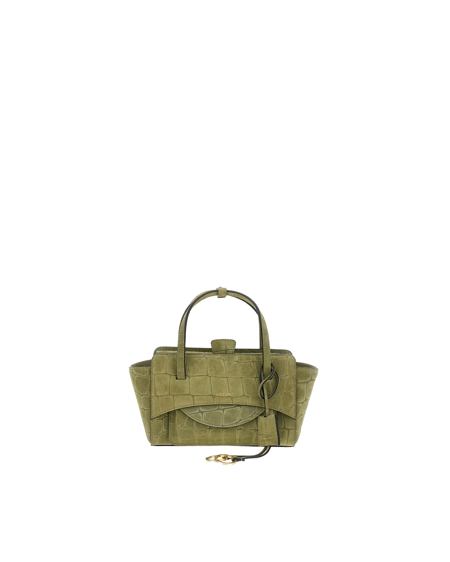 Shoulder Bag Olive Suede Calf Leather Handbags