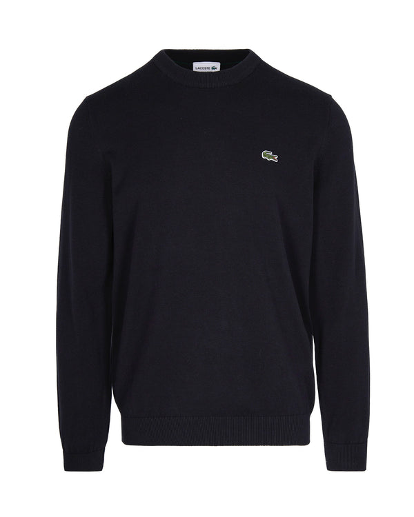 Crew Neck Jumper Black Cotton Polyamide Jumpers