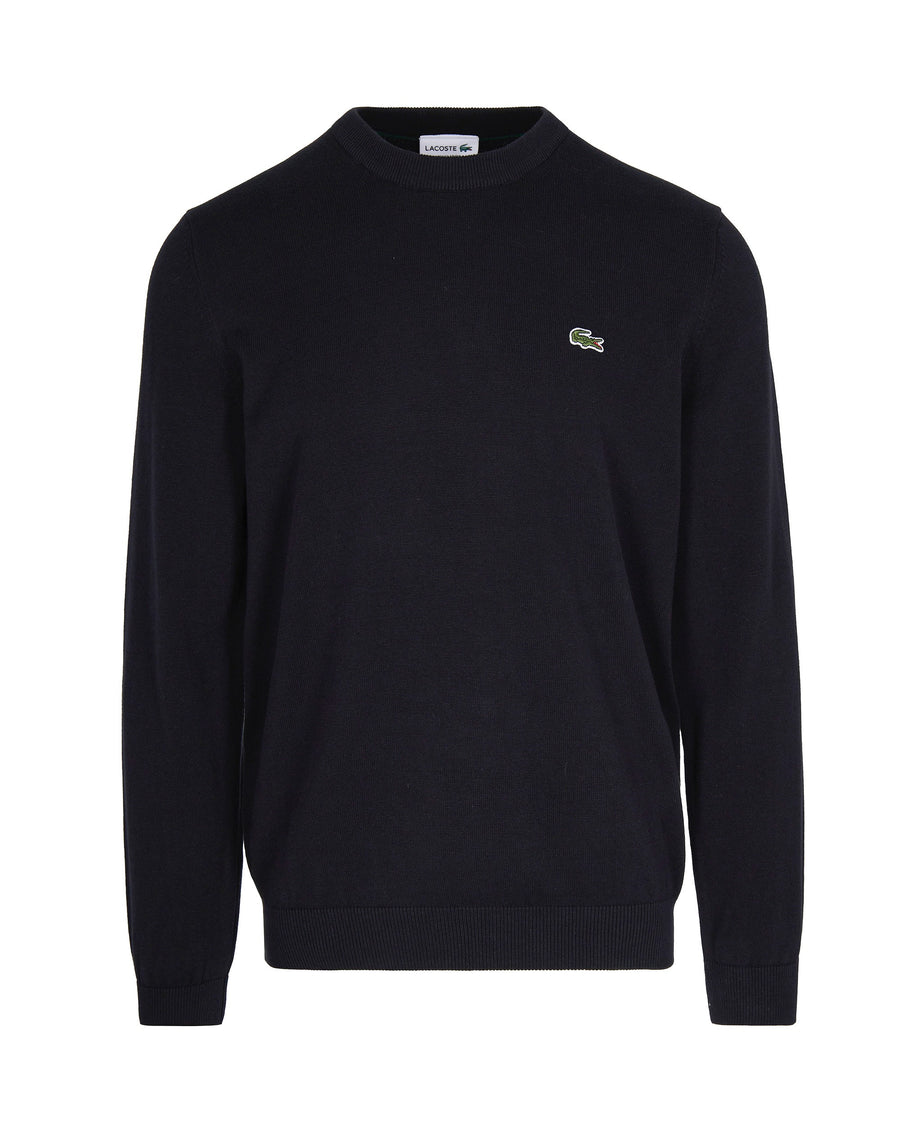 Crew Neck Jumper Black Cotton Polyamide Jumpers