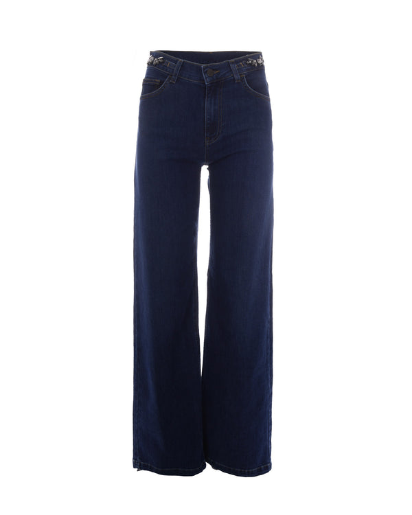 Jeans Flare Dark Wash Denim Blue Sweet Cotton