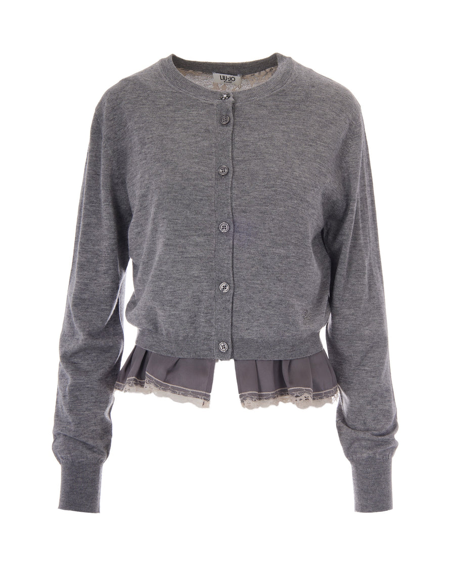Cardigan Grey Melange Wool Cardigans