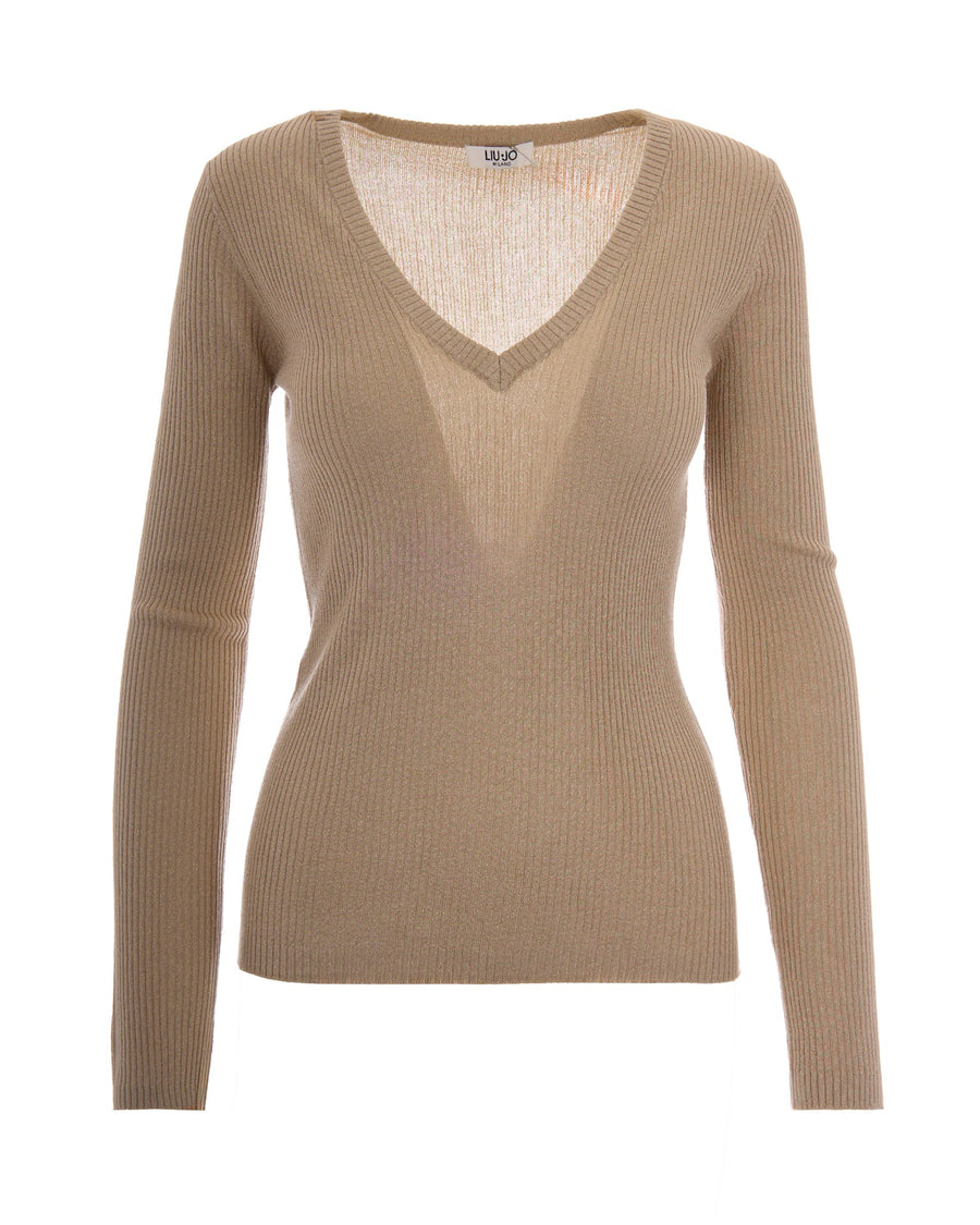Sweater Ribbed Lamé Platinum Lux Jumpers