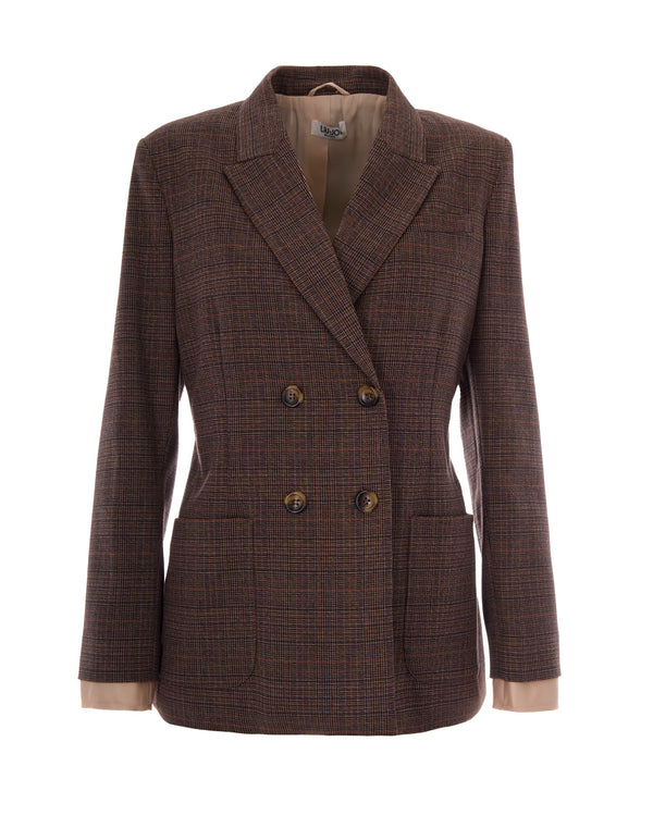 Double-Breasted Jacket Classic Tartan Multicolour Polyester
