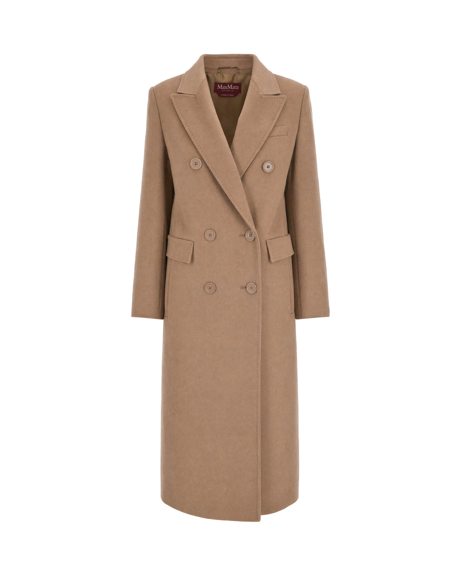 Double-Breasted Wool Coat Camel Virgin