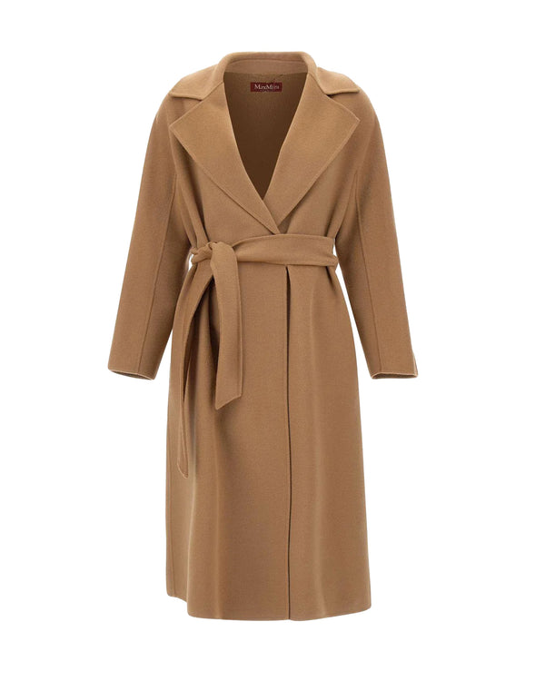 Long Wrap Coat Cles Camel Virgin Wool