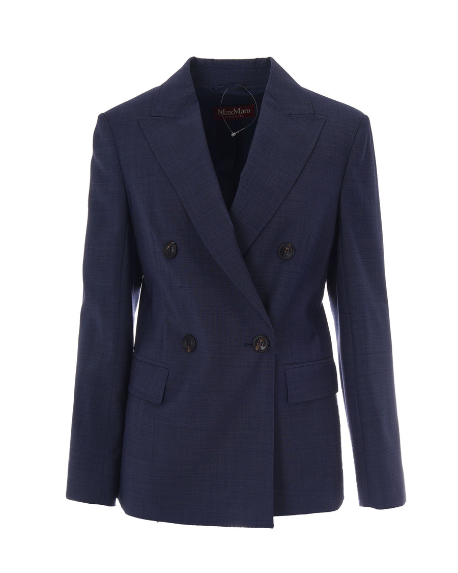 Double-Breasted Wool Blazer Navy Fil A Virgin Jacket