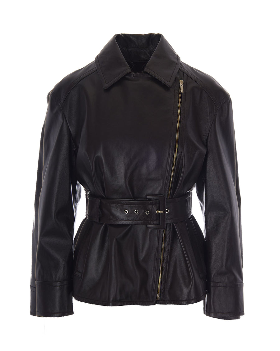 Biker Jacket Giusto Brown Lambskin (ovis Aries)