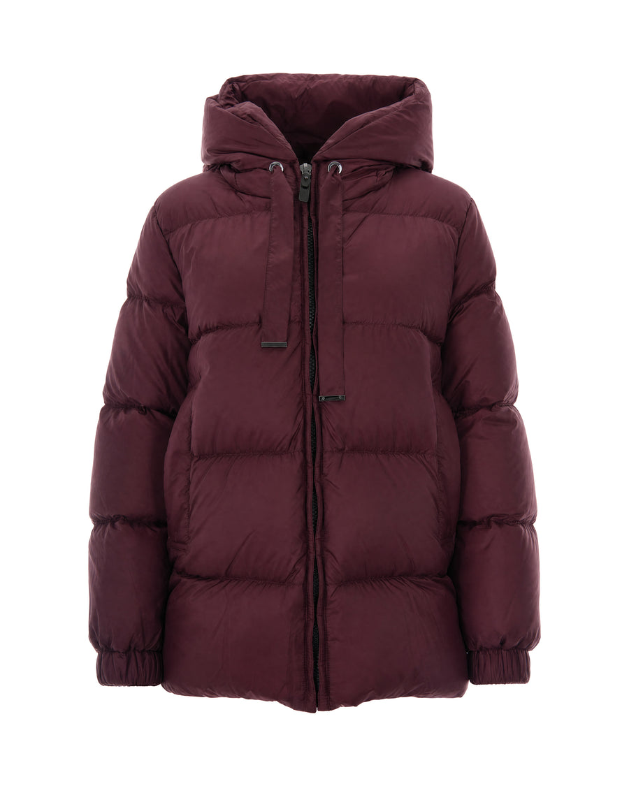 Hooded Down Jacket Bordeaux Polyester