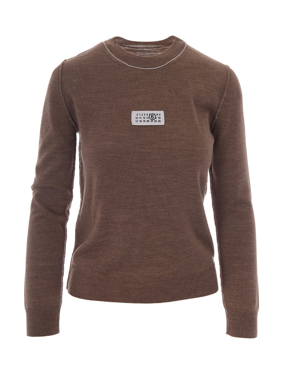 Crewneck Wool Sweater Light Brown Virgin Sweatshirts