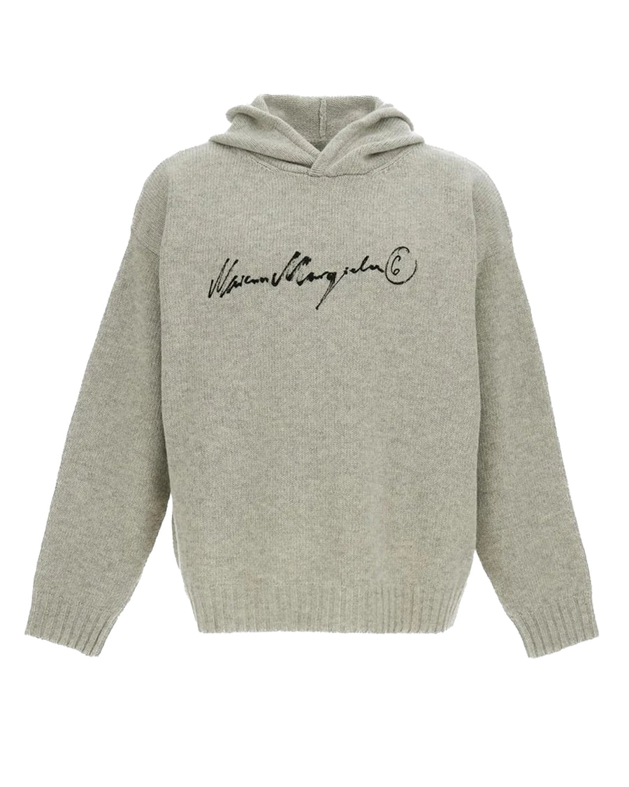 Hoodie Wool-Blend Grey Melange Melange/black Print Sweatshirts