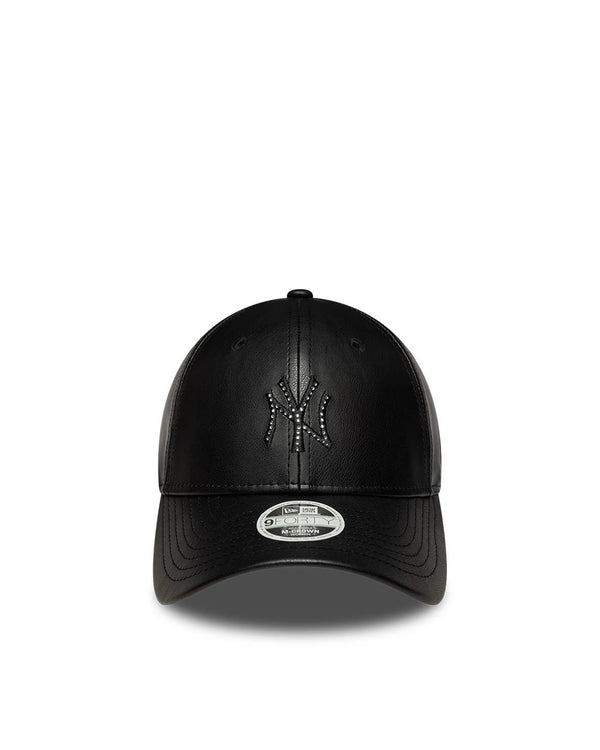 Snapback Cap 9forty Black Faux Leather Crown Hat