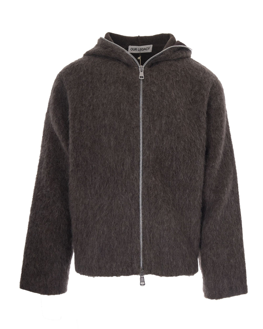 Hooded Full-Zip Sweatshirt Mole Grey Hairy Wool Sweatshirts