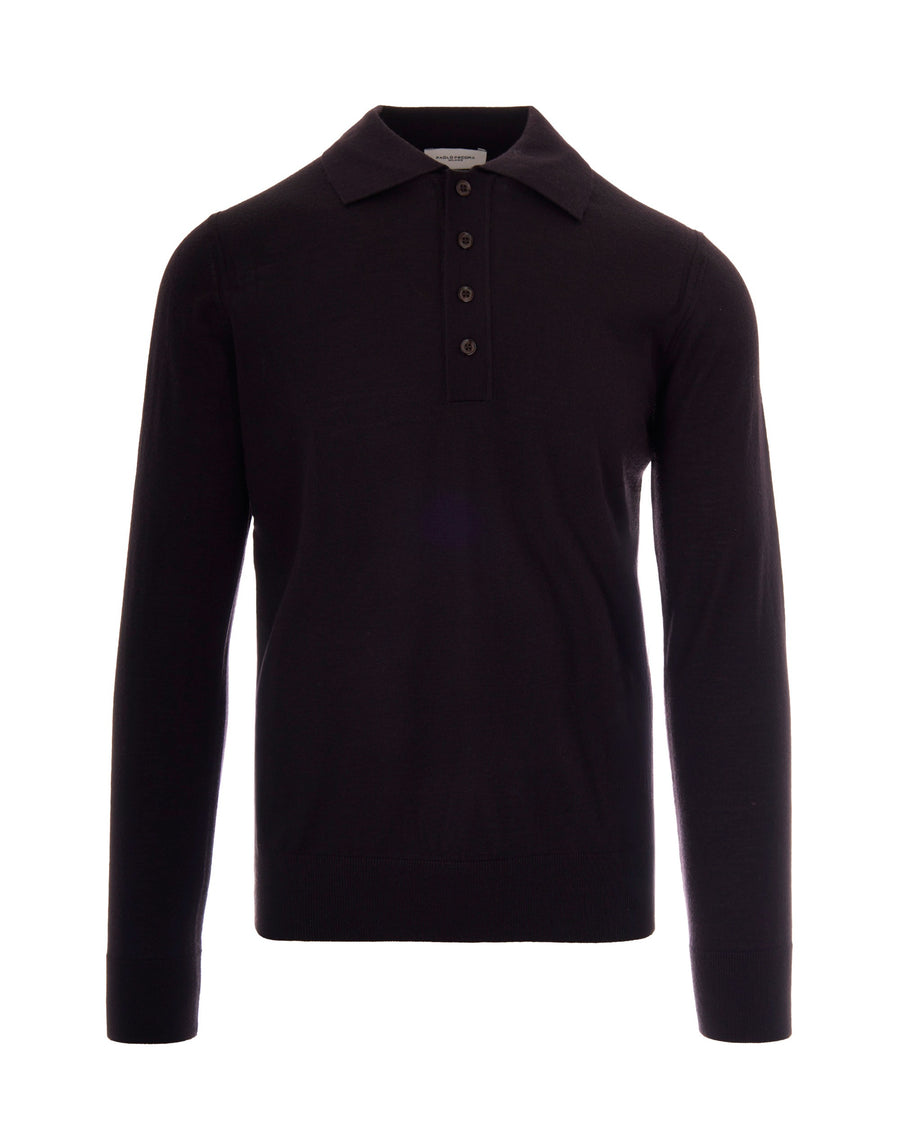 Polo Shirt Virgin Wool Brown