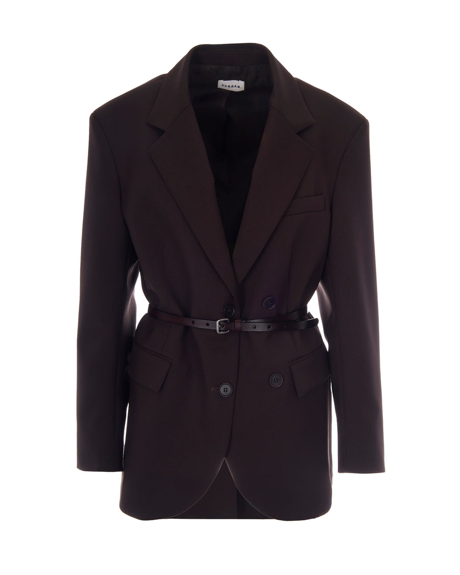 Blazer Double-Breasted Dark Brown Virgin Wool Jacket
