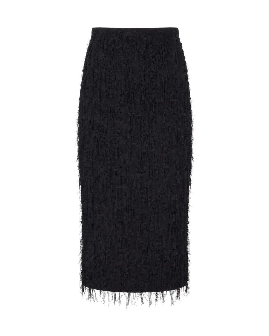 Midi Fringe Skirt Black Main Fabric: Polyester