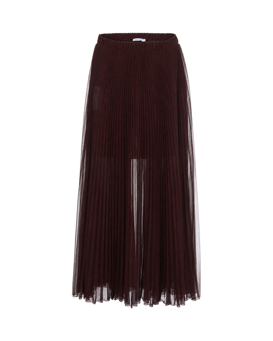 Pleated Maxi Skirt Wood Brown Main Fabric: Polyester