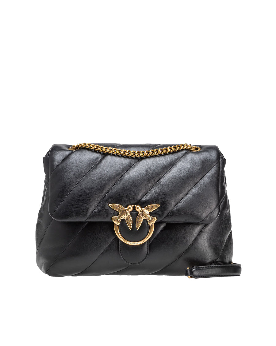 Shoulder Bag Big Love Puff Black-Antique Gold Black/antique