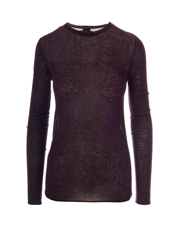 Sweater Ultrafine Micropaillettes Plum Purple Perfect Wool Polyester Jumpers