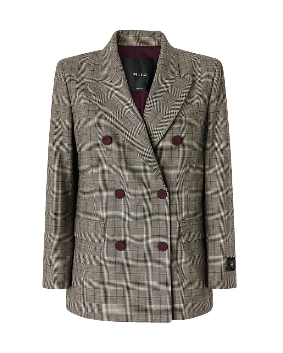 Double-Breasted Jacket Beige-Burgundy-Black Beige/burgundy/black Polyester