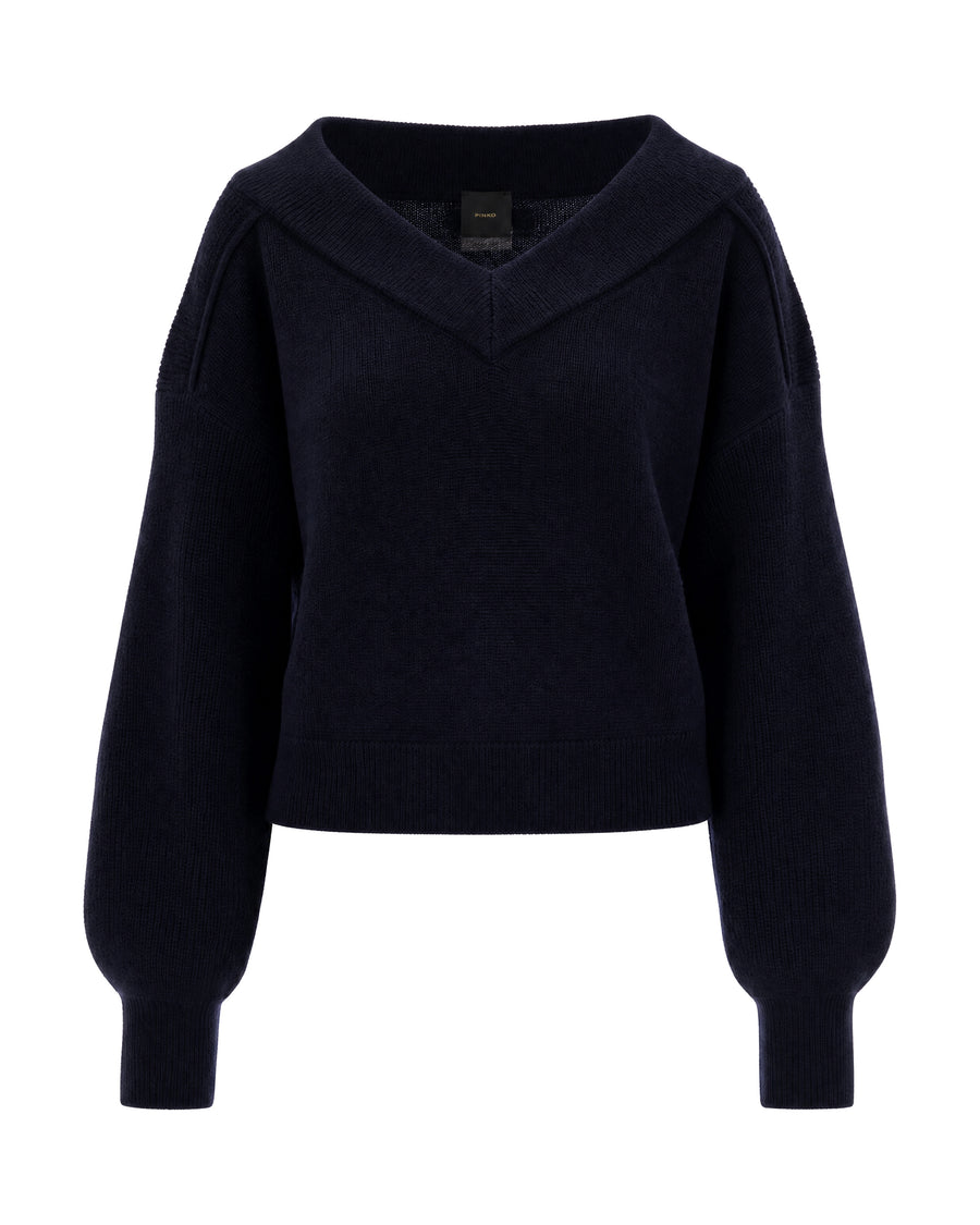 Wool Jumper V-Neck Navy Dark Blue Jumpers