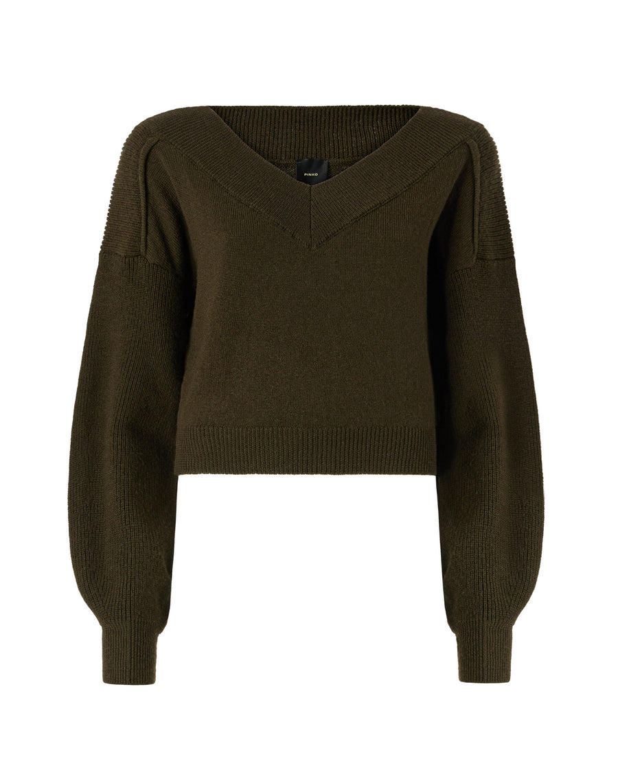 Cropped Wool Jumper Military Green Jumpers