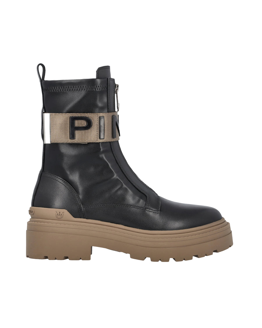 Leather Platform Ankle Boots Black Upper: Cow