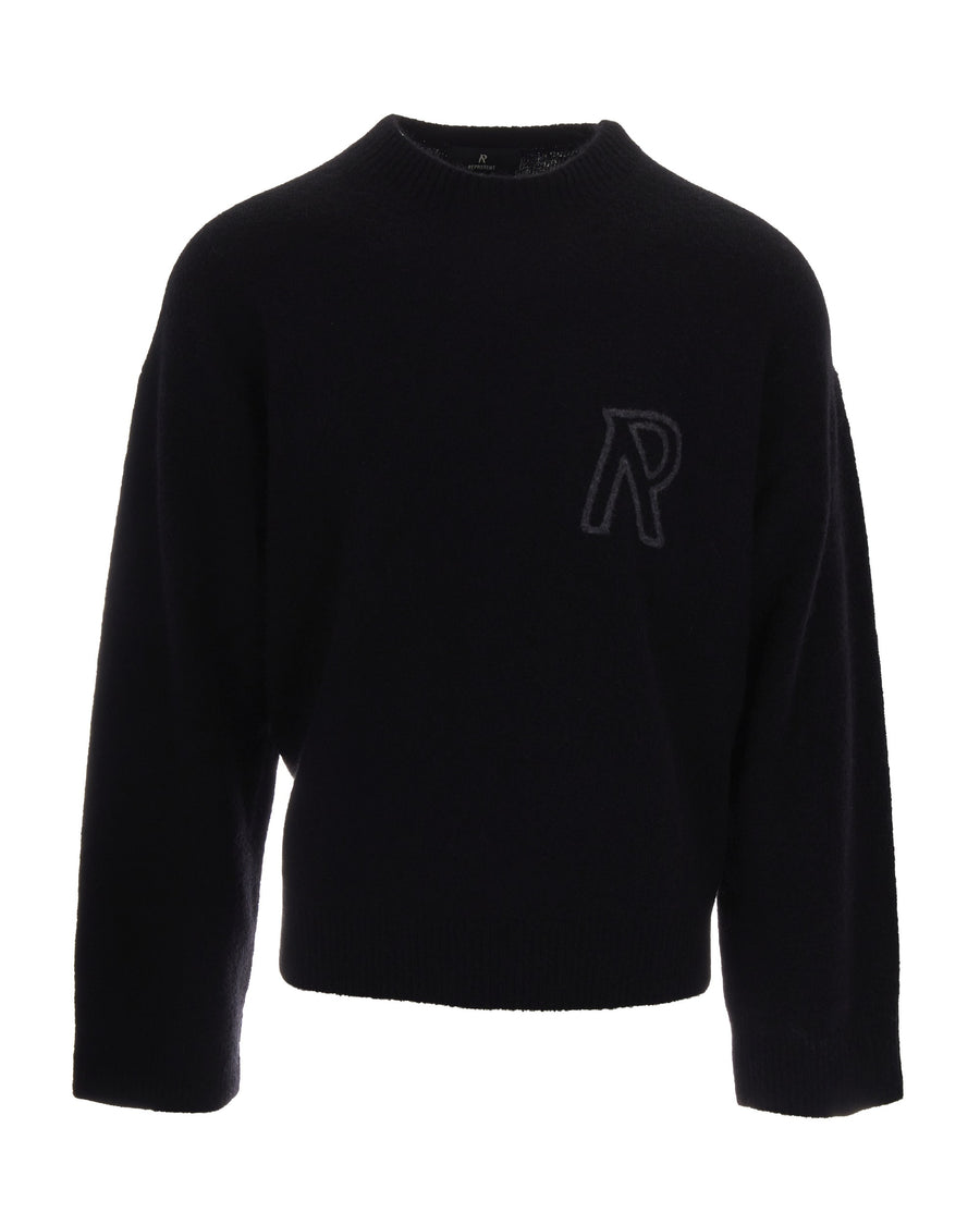 Crewneck Jumper Black Suri Alpaca Jumpers