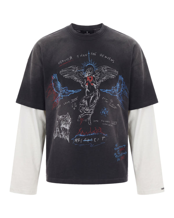 Long-Sleeved T-Shirt Heavier Than The Heavens Black Washed Cotton T-shirts And Polos