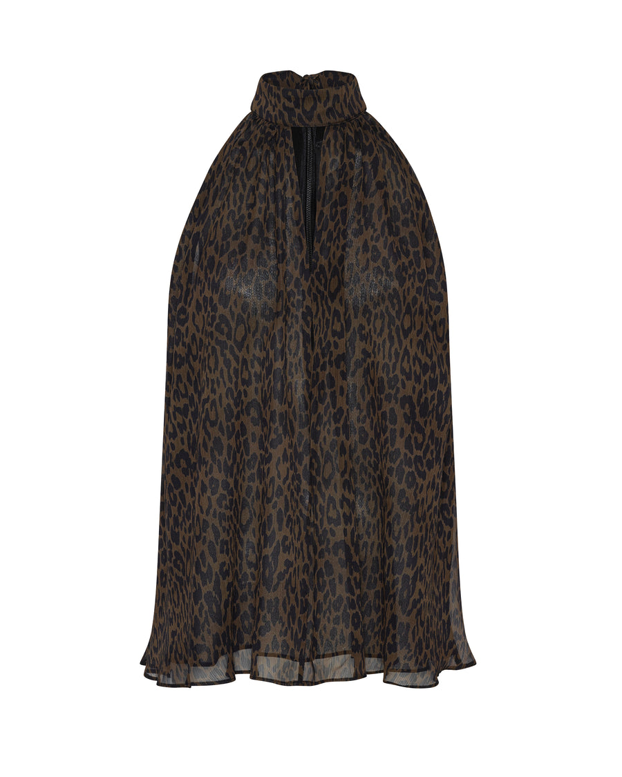Sleeveless Halter Top Brown Tops