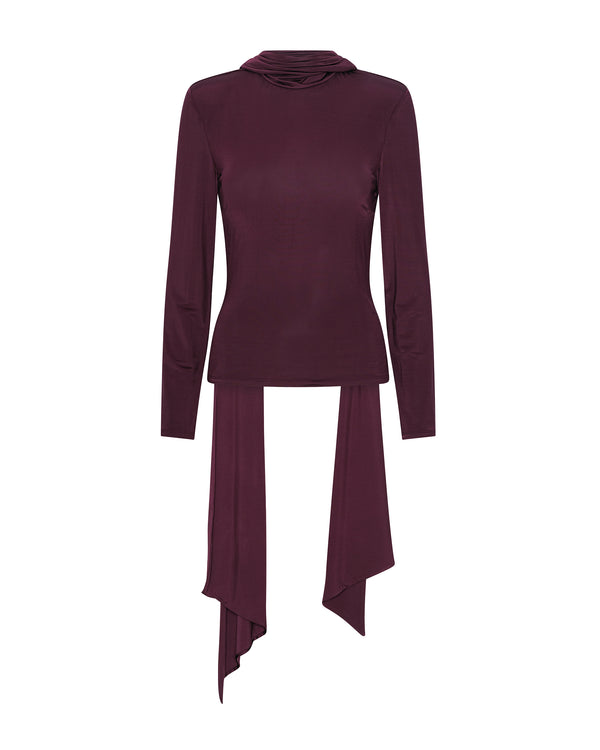 Long-Sleeve Top With Scarf Winetasting Viscose Elastane Tops