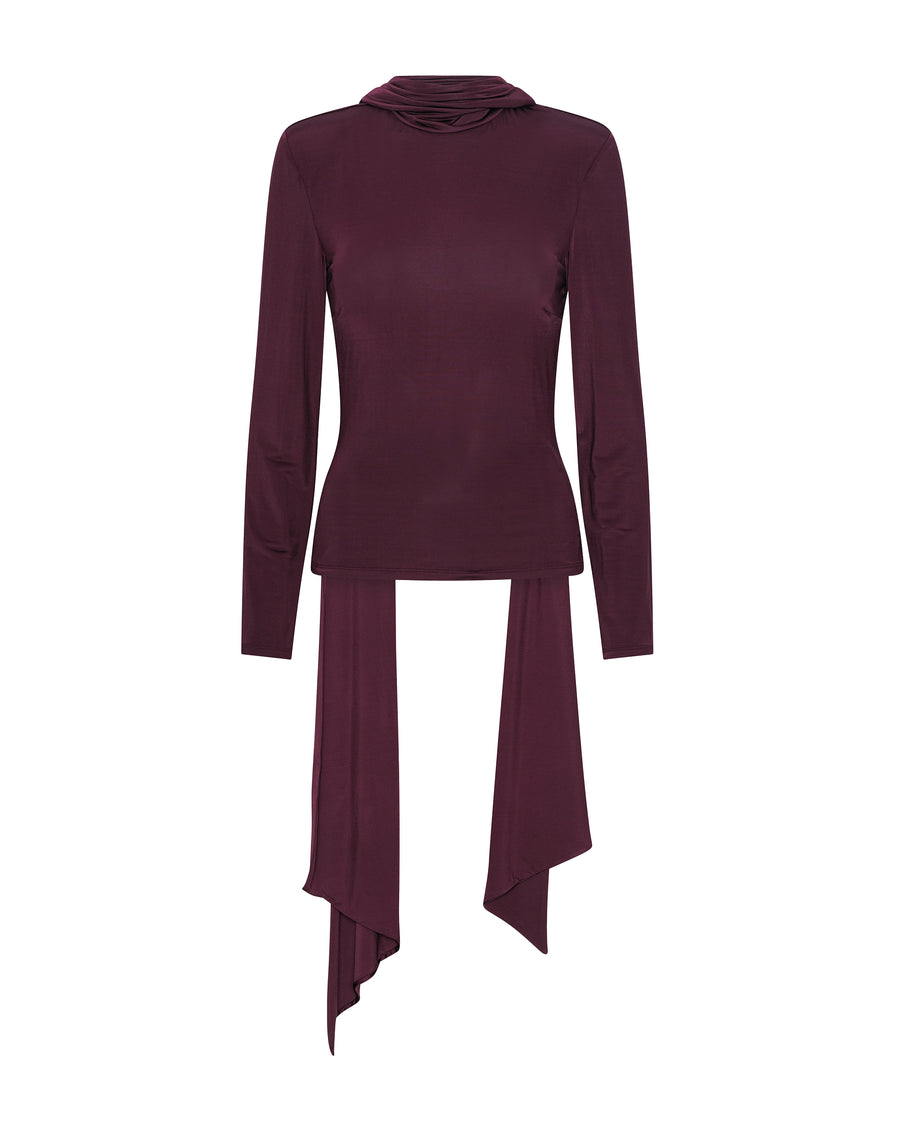 Long-Sleeve Top With Scarf Winetasting Viscose Elastane Tops