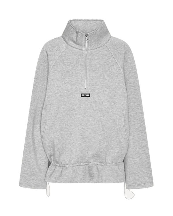 Sweatshirt Scuba Half Zip Light Grey Melange No Lining Sweatshirts