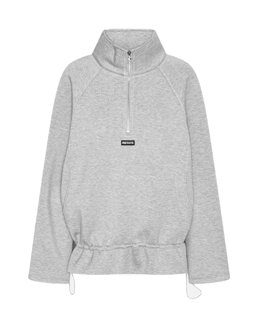 Sweatshirt Scuba Half Zip Light Grey Melange No Lining Sweatshirts