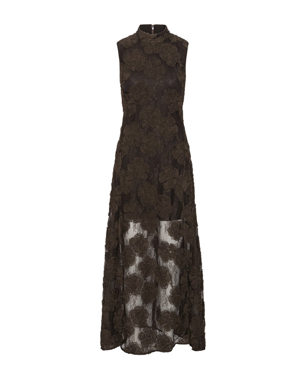 Maxi Dress 3d Flower Molé Lining: Viscose Evening Suits