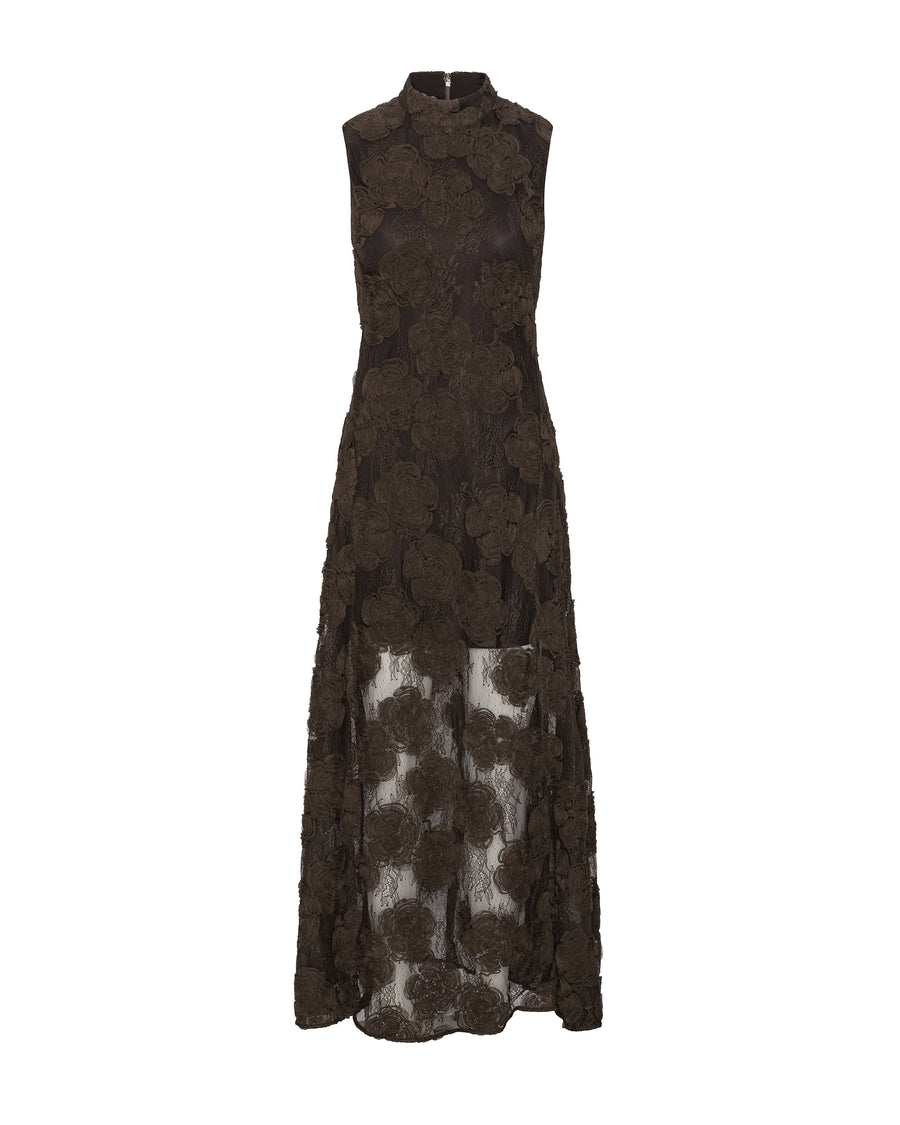 Maxi Dress 3d Flower Molé Lining: Viscose Evening Suits