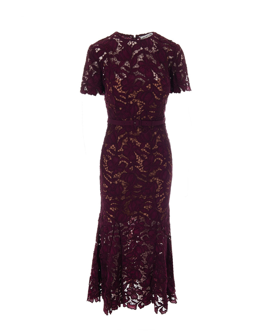 Midi Lace Dress Burgundy Evening Suits