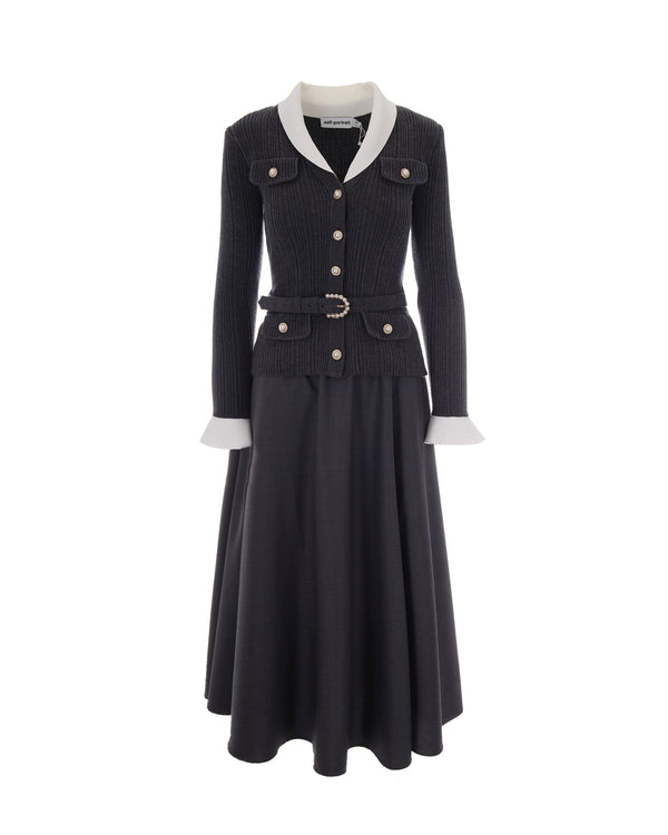 Dress Ribbed Knit Grey Main: Polyamide Evening Suits