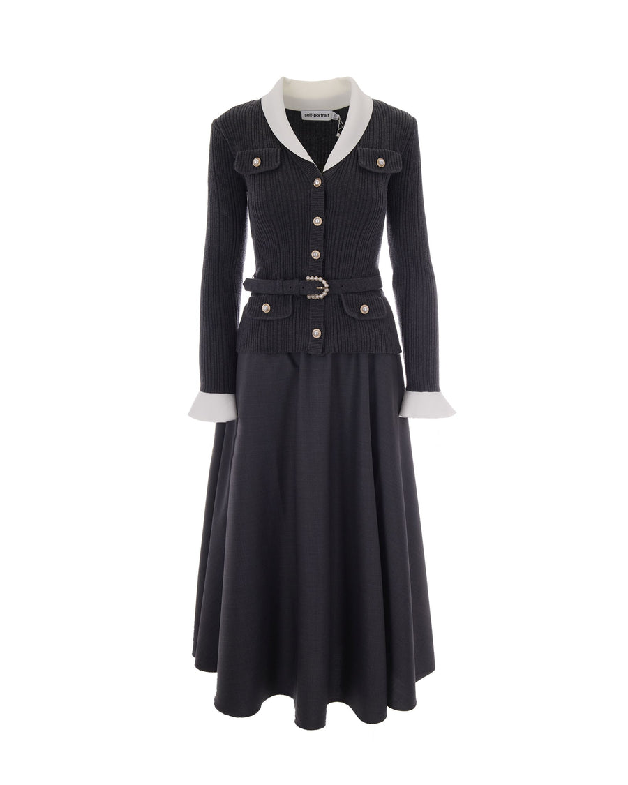 Dress Ribbed Knit Grey Main: Polyamide Evening Suits