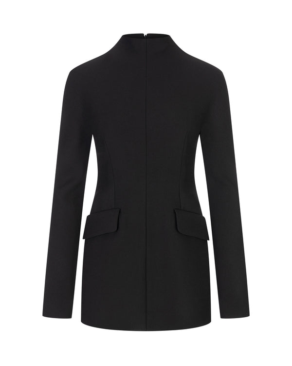 Fitted High-Neck Dress Black Shell: Polyester Evening Suits