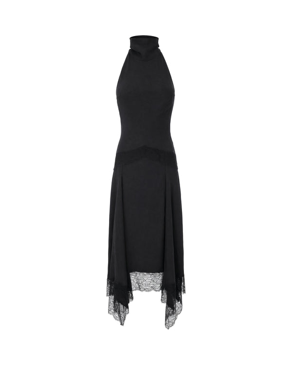 Evening Dress Gwyneth With Halter Neck And Lace Inserts Black Cupro Suits