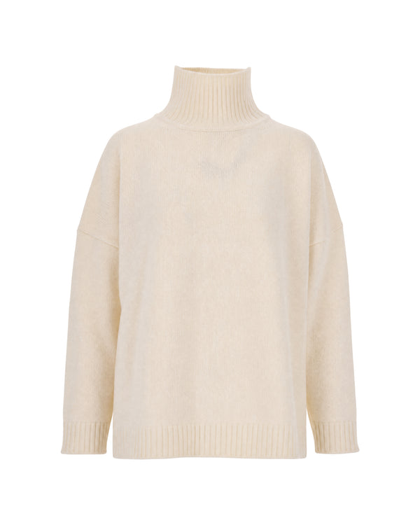 Virgin Wool High-Neck Jumper Ivory Jumpers