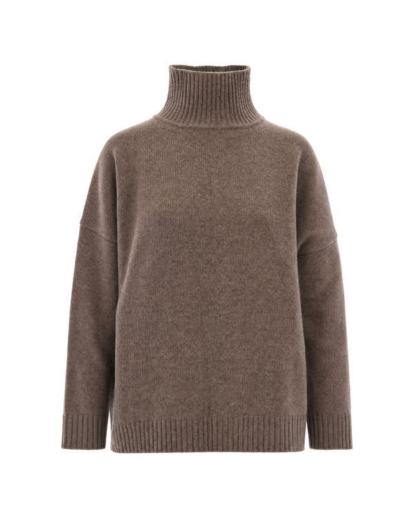 High-Neck Virgin Wool Jumper Hazelnut Jumpers